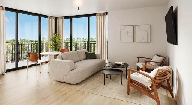 a bedroom with a bed and a mirror