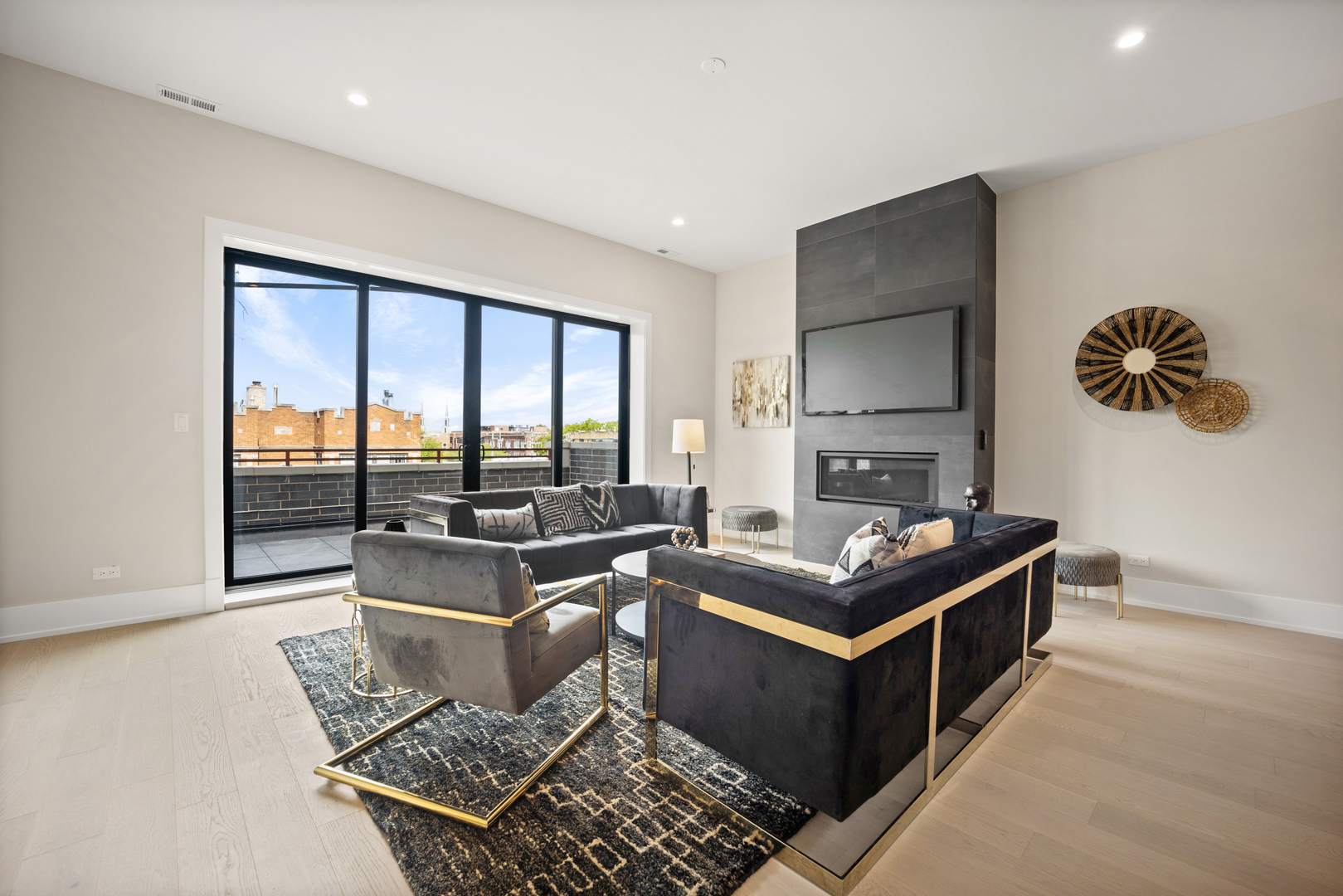 4347 North Richmond Street, Unit 2N Chicago, IL 60618 - Photo 3 of 31 a living room with furniture and a floor to ceiling window