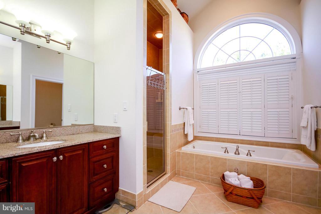 553 Houck Road Westminster, MD 21157 - Photo 19 of 30 a bathroom with a tub a double vanity sink and a mirror