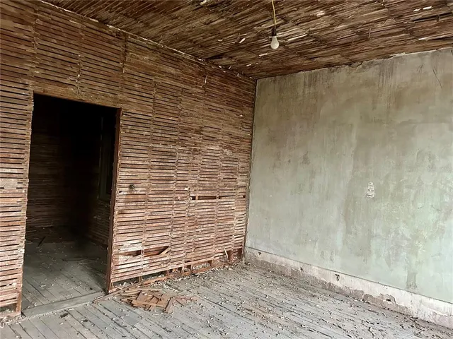 a view of wooden door