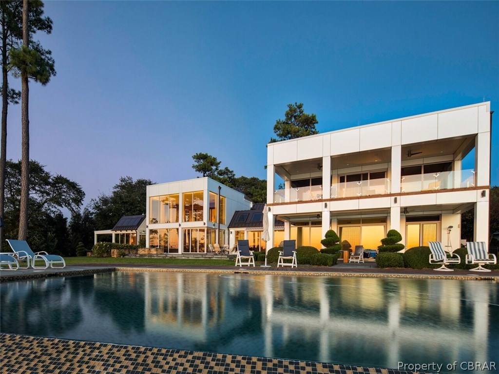 1744 Tyndall Point Road Gloucester Point, VA 23062 - Photo 2 of 47 Gorgeous rear view of contemporary side, with infinity pool.