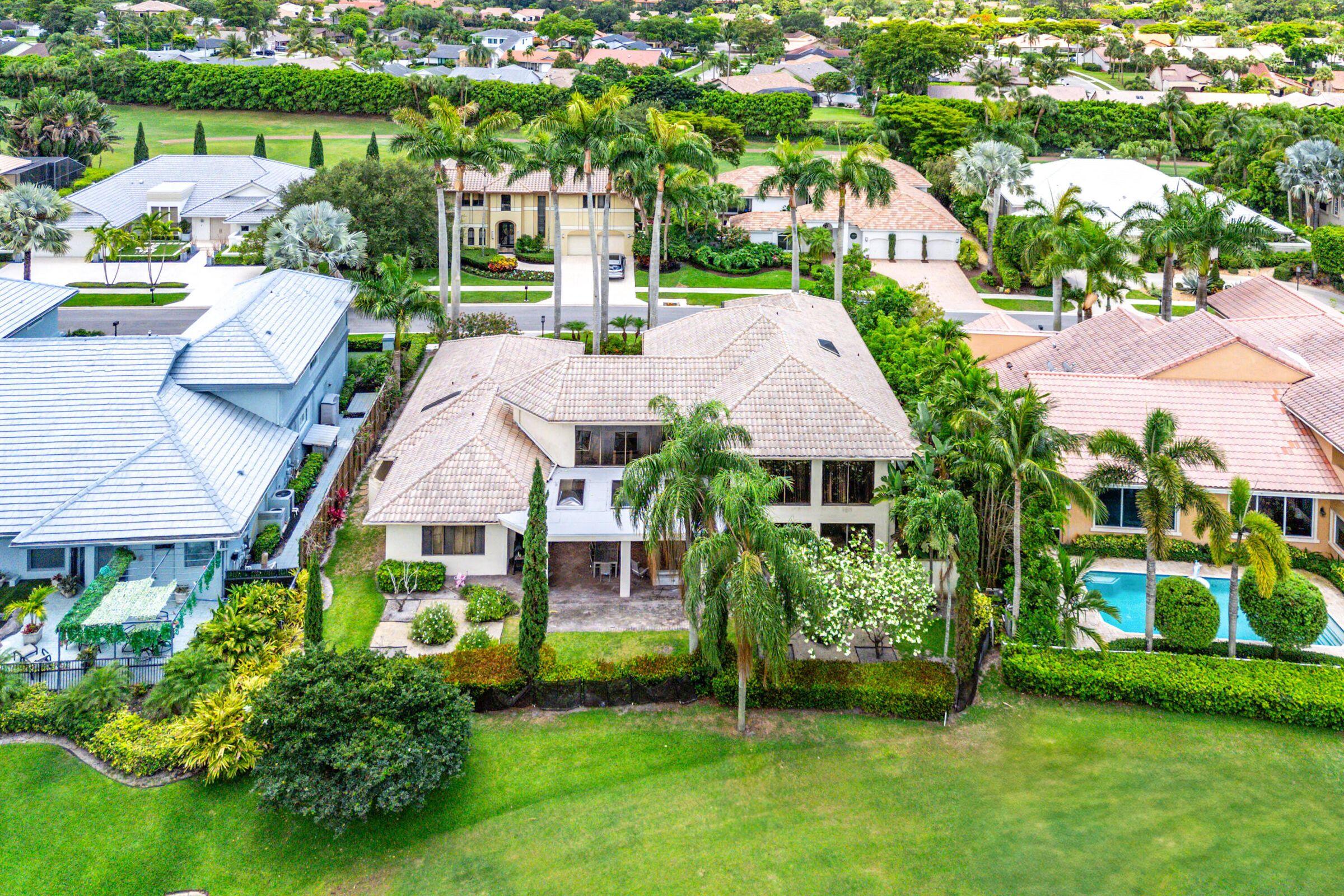 an aerial view of a house