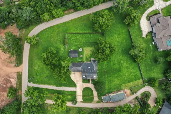 an aerial view of a house