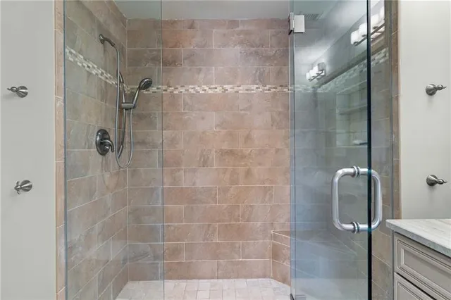 a bathroom with a shower