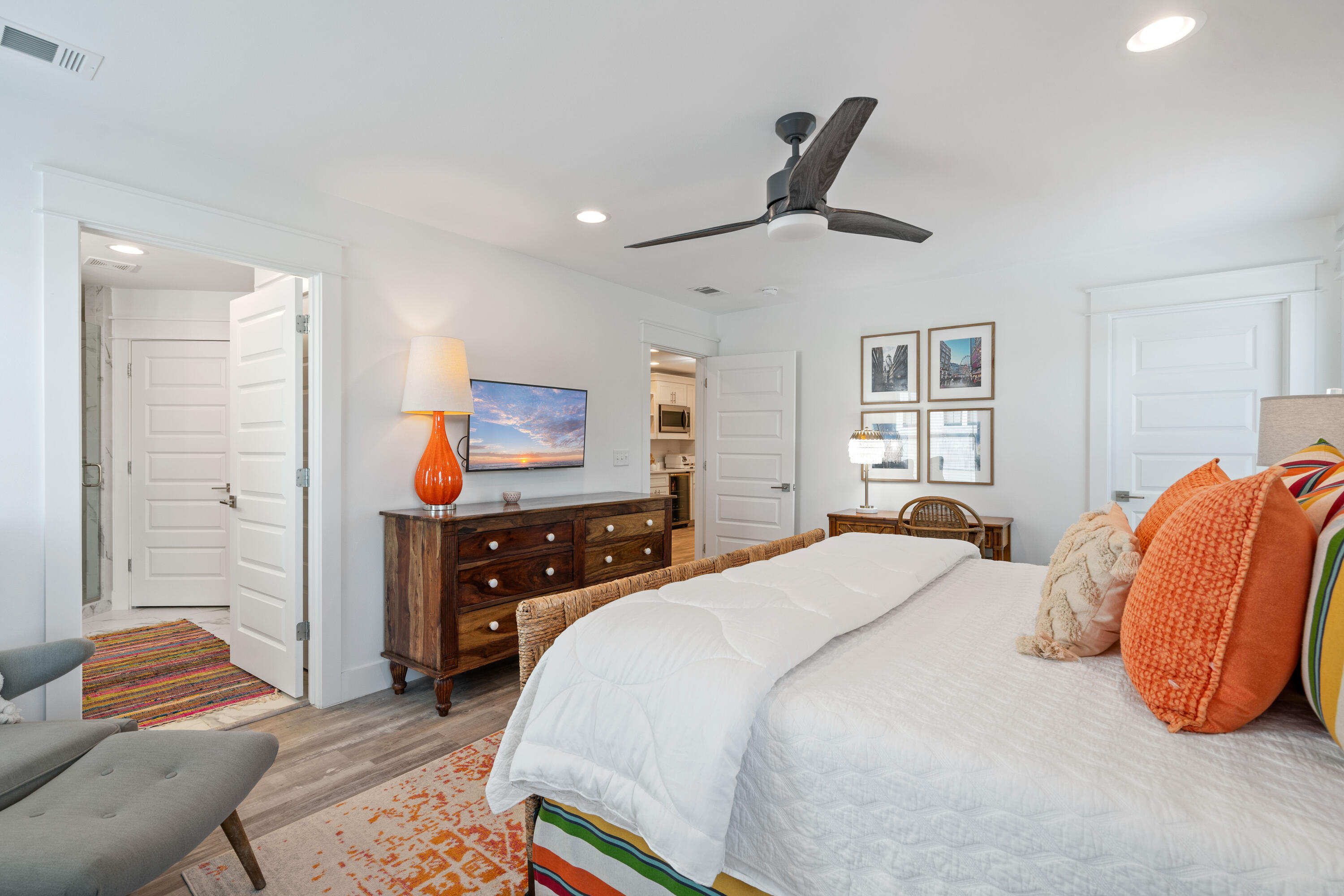 21 Seabreeze Blvd Inlet Beach Inlet Beach, FL 32461 - Photo 29 of 54 a bedroom with a bed and wooden floor