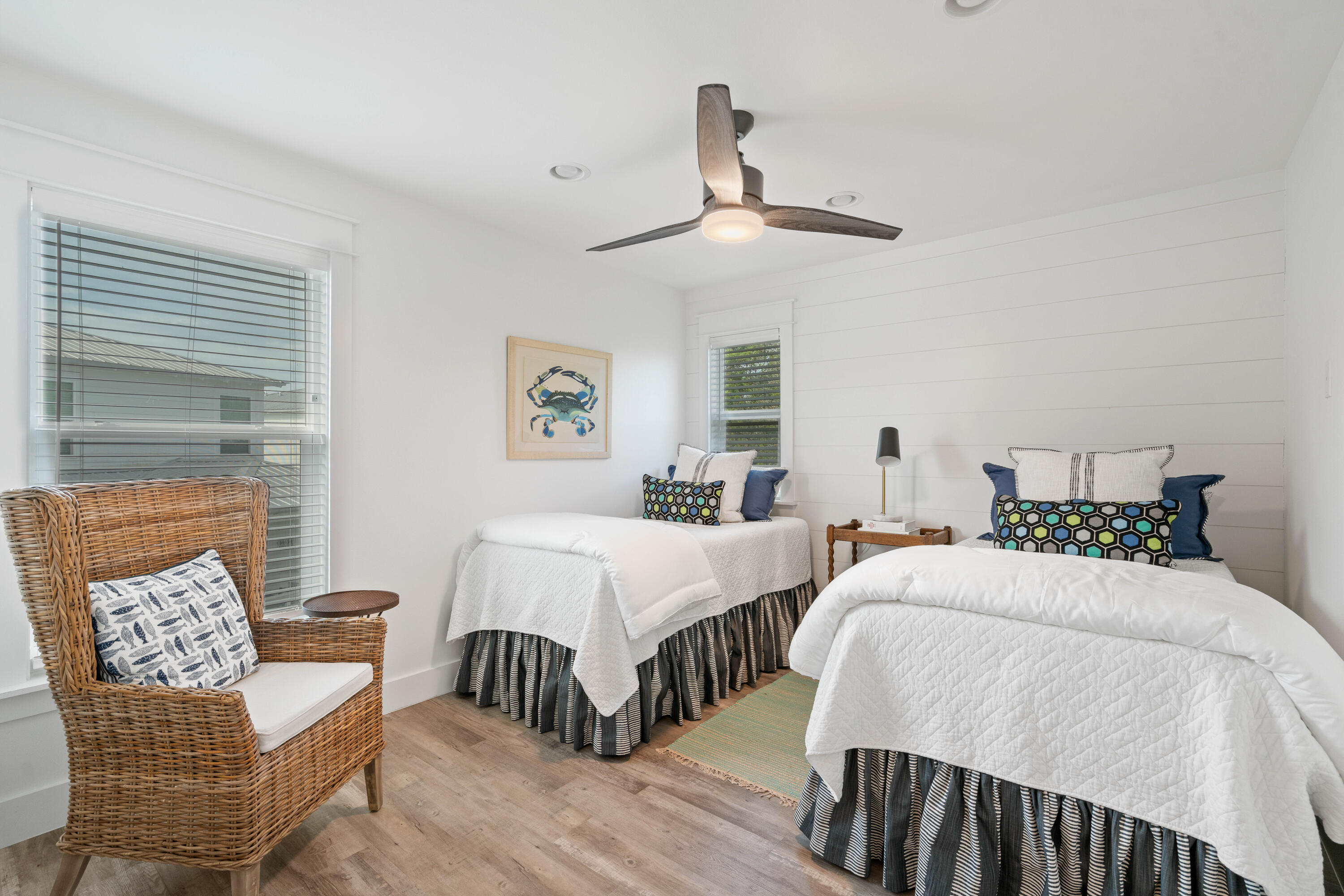 21 Seabreeze Blvd Inlet Beach Inlet Beach, FL 32461 - Photo 34 of 54 a bedroom with two beds and a chandelier