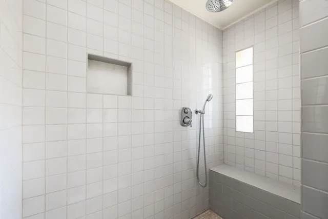 a bathroom with a bathtub