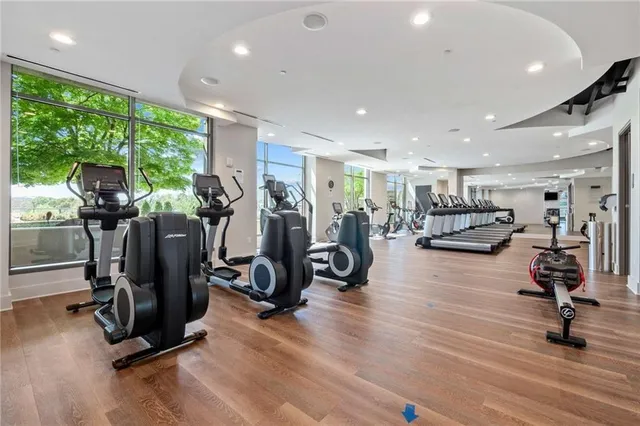 a view of a room with gym equipment