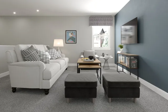 a living room with furniture