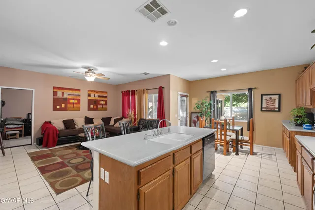 a view of kitchen island with furniture and living room