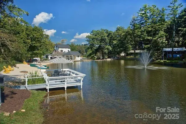 a view of a lake with outdoor space