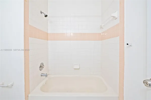 a bathroom with a bathtub