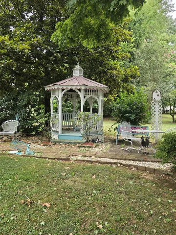 a view of a yard with trees