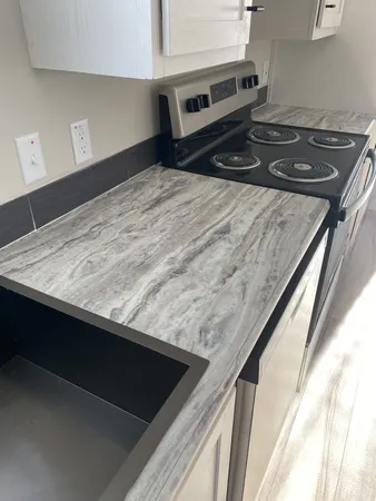a close view of kitchen island