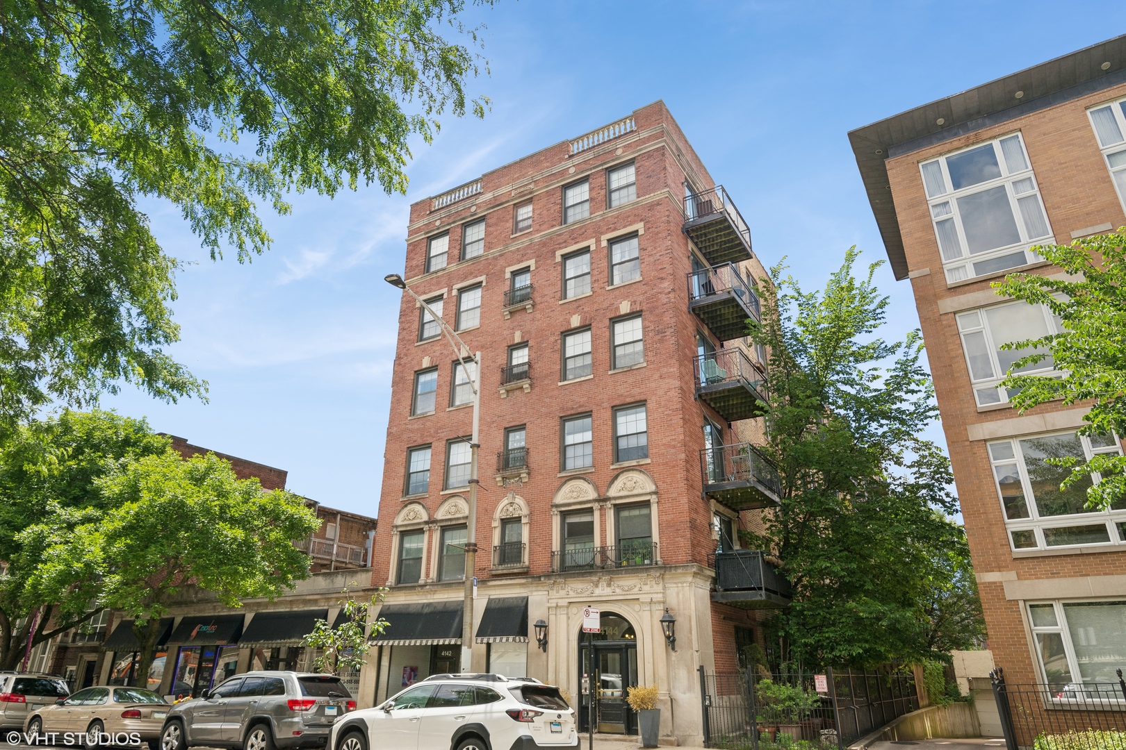 a front view of a building