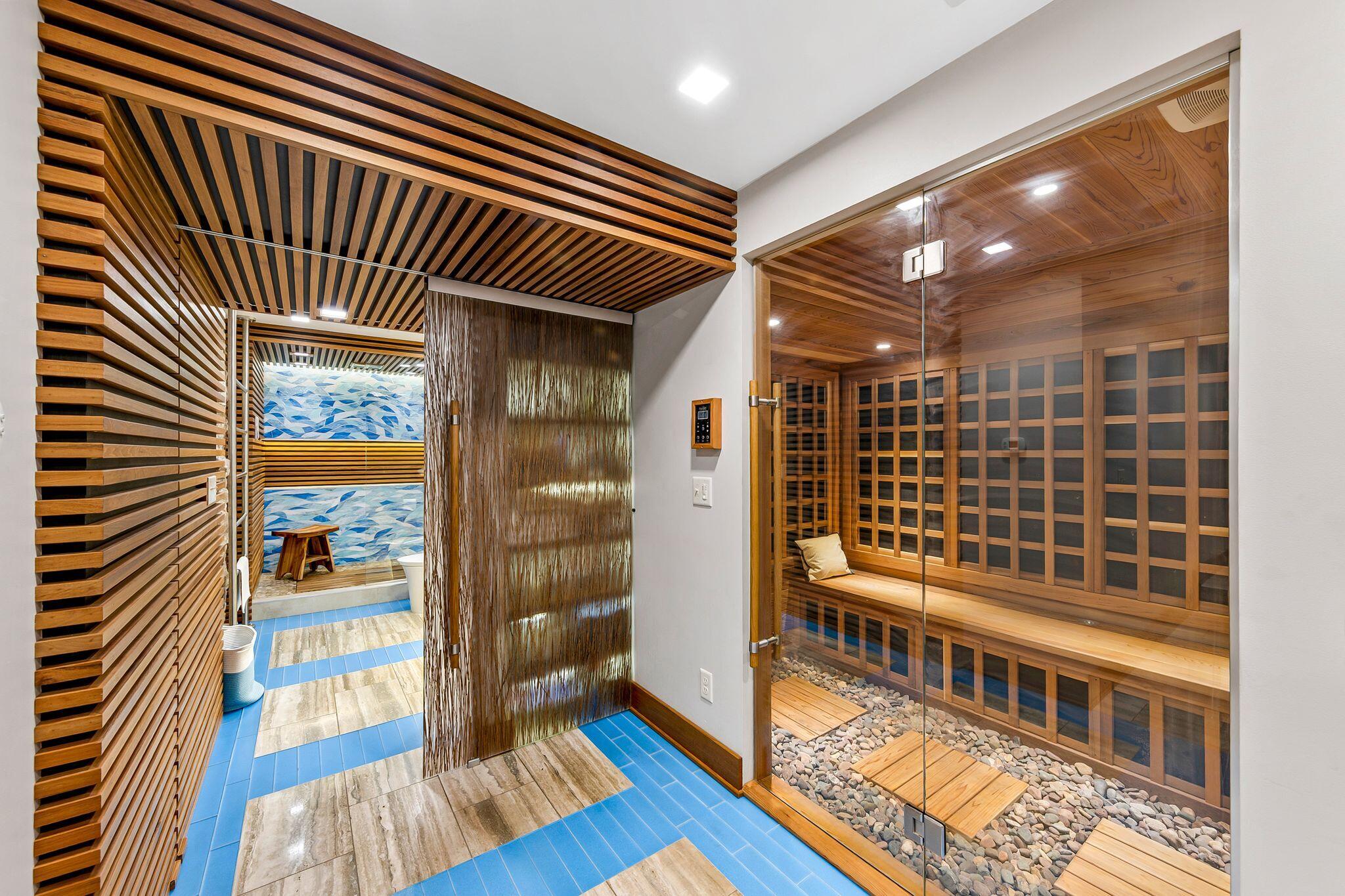 802 East Silver Spring Drive Whitefish Bay, WI 53217 - Photo 42 of 99 SPA AREA INCLUDES INFRARED SAUNA, HEATED FLOORS, FULL BATH WITH A WALK-IN SHOWER & A DOOR THAT LEADS TO THE HOT TUB LOCATED ON THE DECK