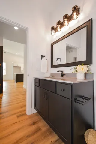 a view of a hallway with staircase