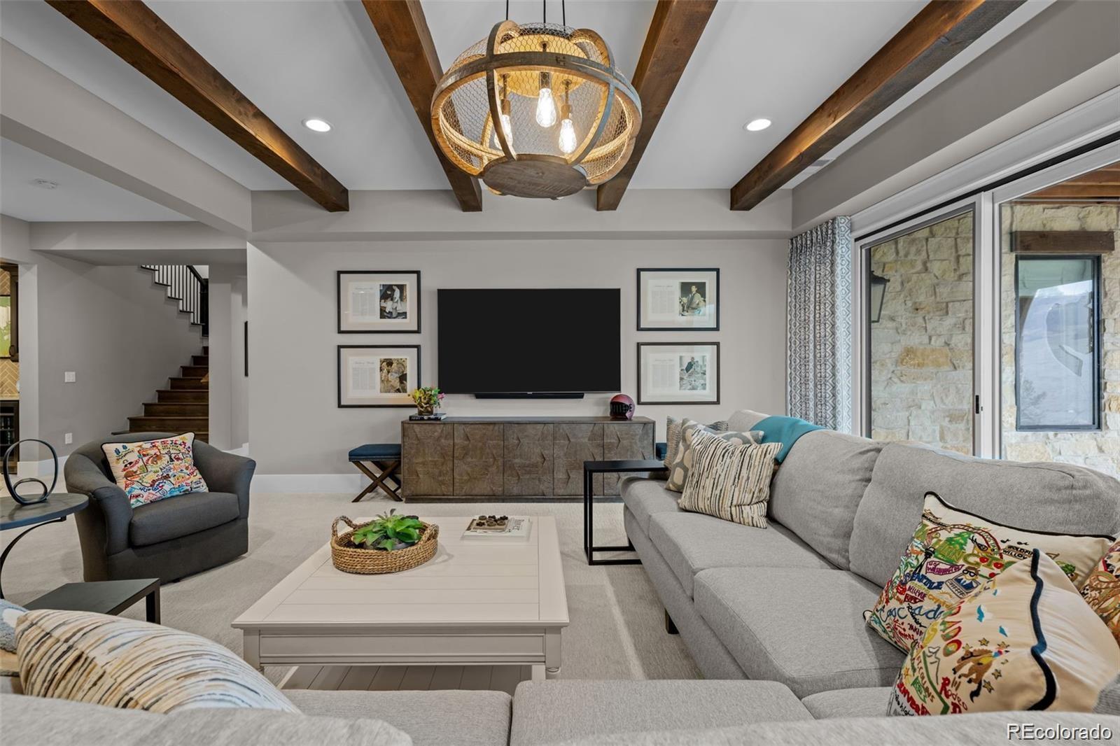 7912 Raphael Lane Littleton, CO 80125 - Photo 32 of 50 a living room with furniture and a flat screen tv