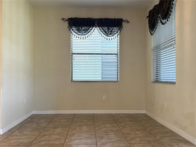 a view of a small space with a window