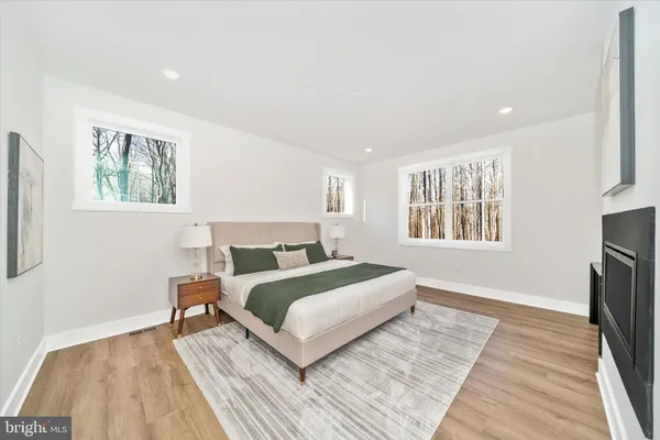 an empty room with windows