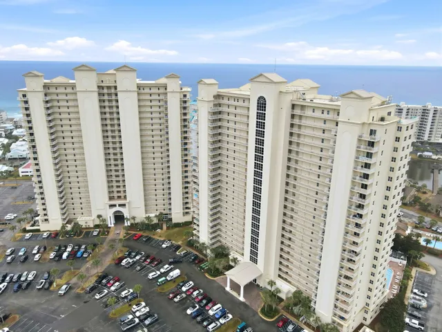 a view of a city with tall buildings