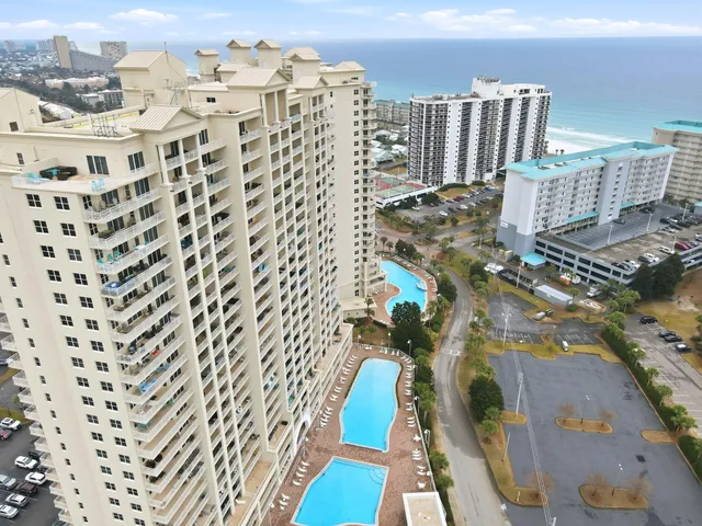 a city view with tall buildings