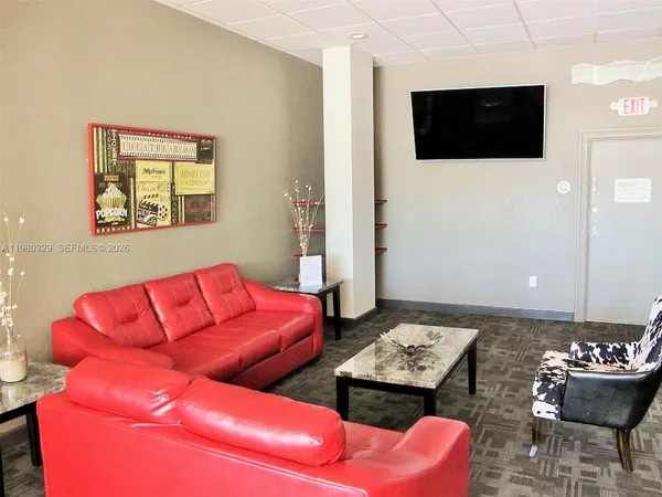 a room with furniture and a table