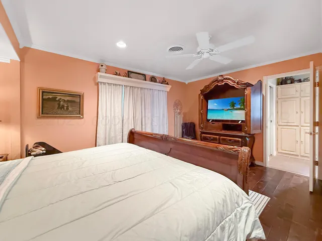 a view of a backyard with plants and a patio