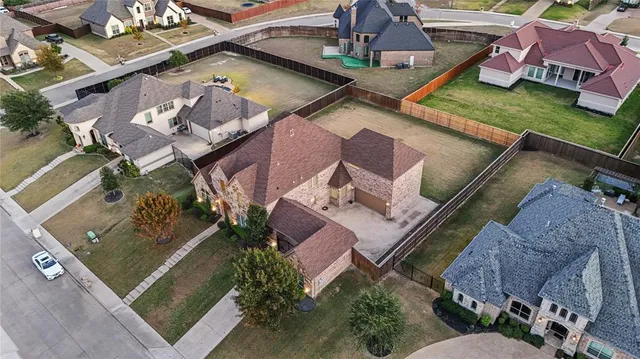 an aerial view of a house