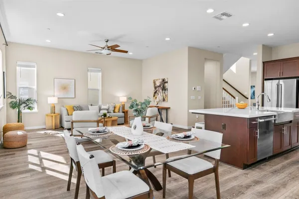 a kitchen with a stove and a microwave