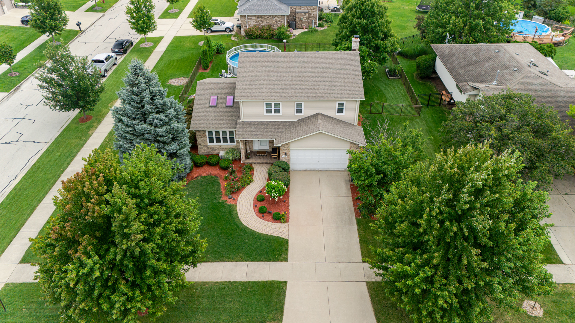 an aerial view of a house
