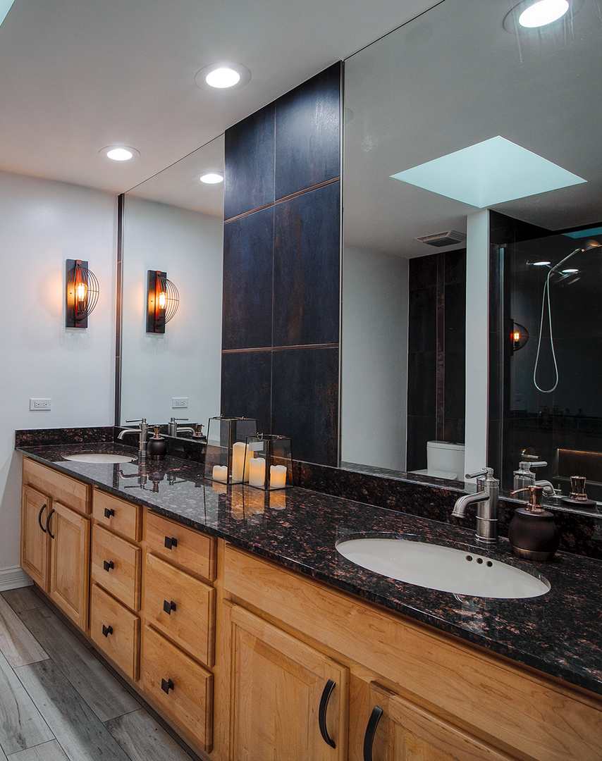700 Timber Trail Riverwoods, IL 60015 - Photo 40 of 55 a bathroom with a double vanity sink and a mirror
