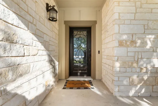 a view of outdoor space and wooden shelves
