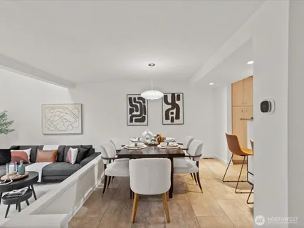 a living room with furniture and rug