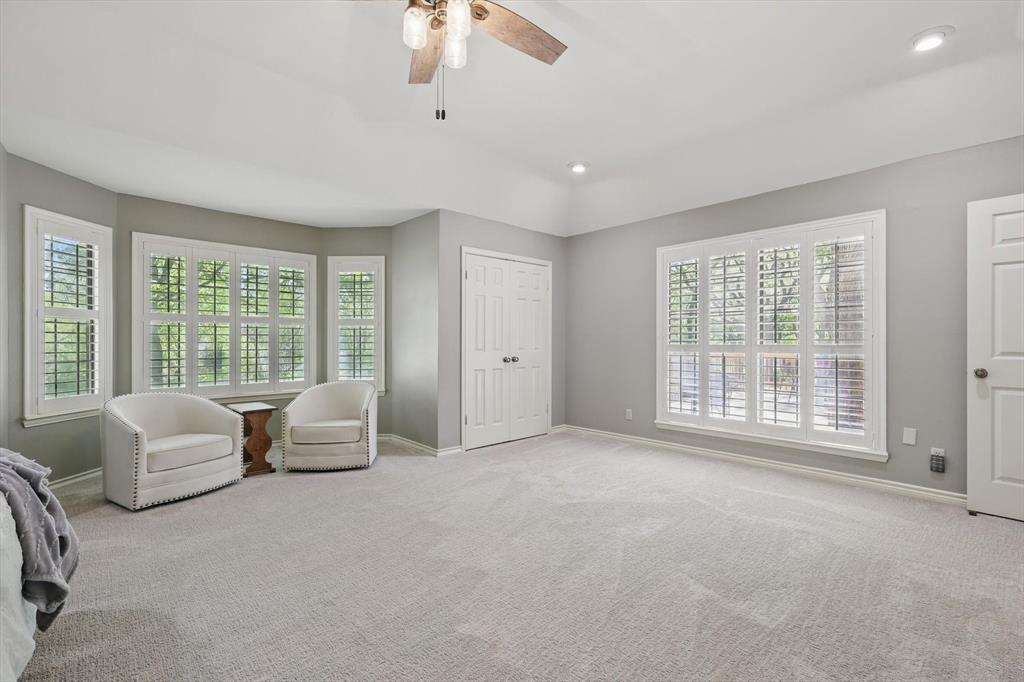 1904 Oak Ridge Trail Bridgeport, TX 76426 - Photo 18 of 34 Sitting room with a ceiling fan, plenty of natural light, light carpet, and recessed lighting