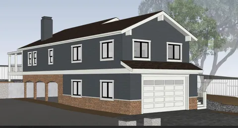 a front view of a house with a garage