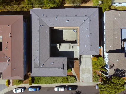 an aerial view of a city