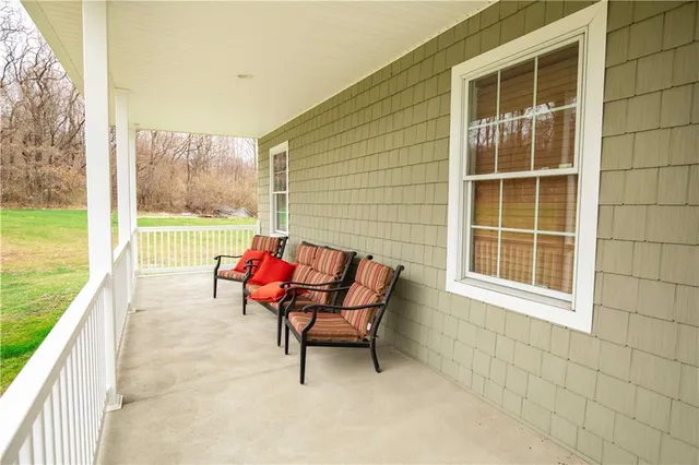 a building outdoor space with patio furniture