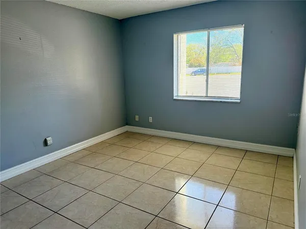 a view of a room with a window