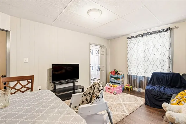 a bedroom with furniture and a bed