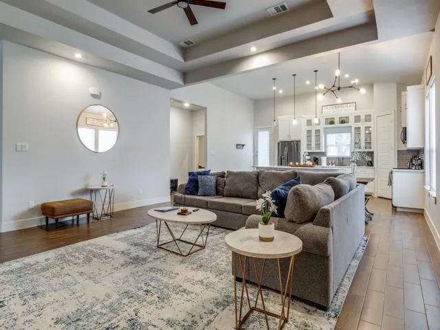 a living room with furniture