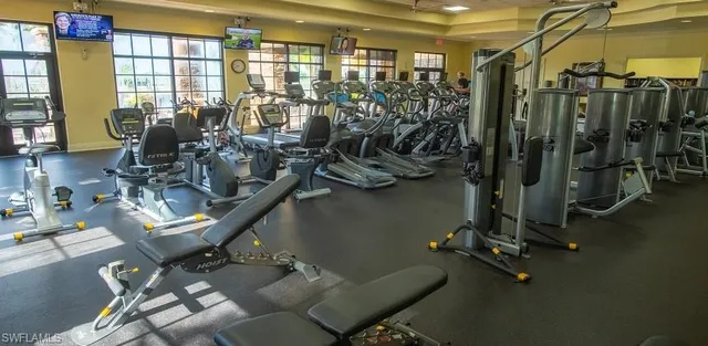 a view of a room with gym equipment