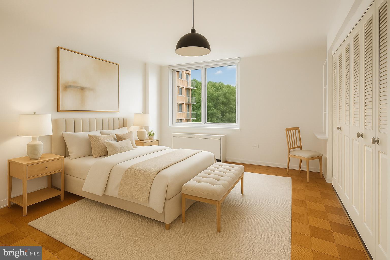 2939 Van Ness Street Northwest, Unit 630 Washington, DC 20008 - Photo 9 of 25 a bedroom with bed and a window
