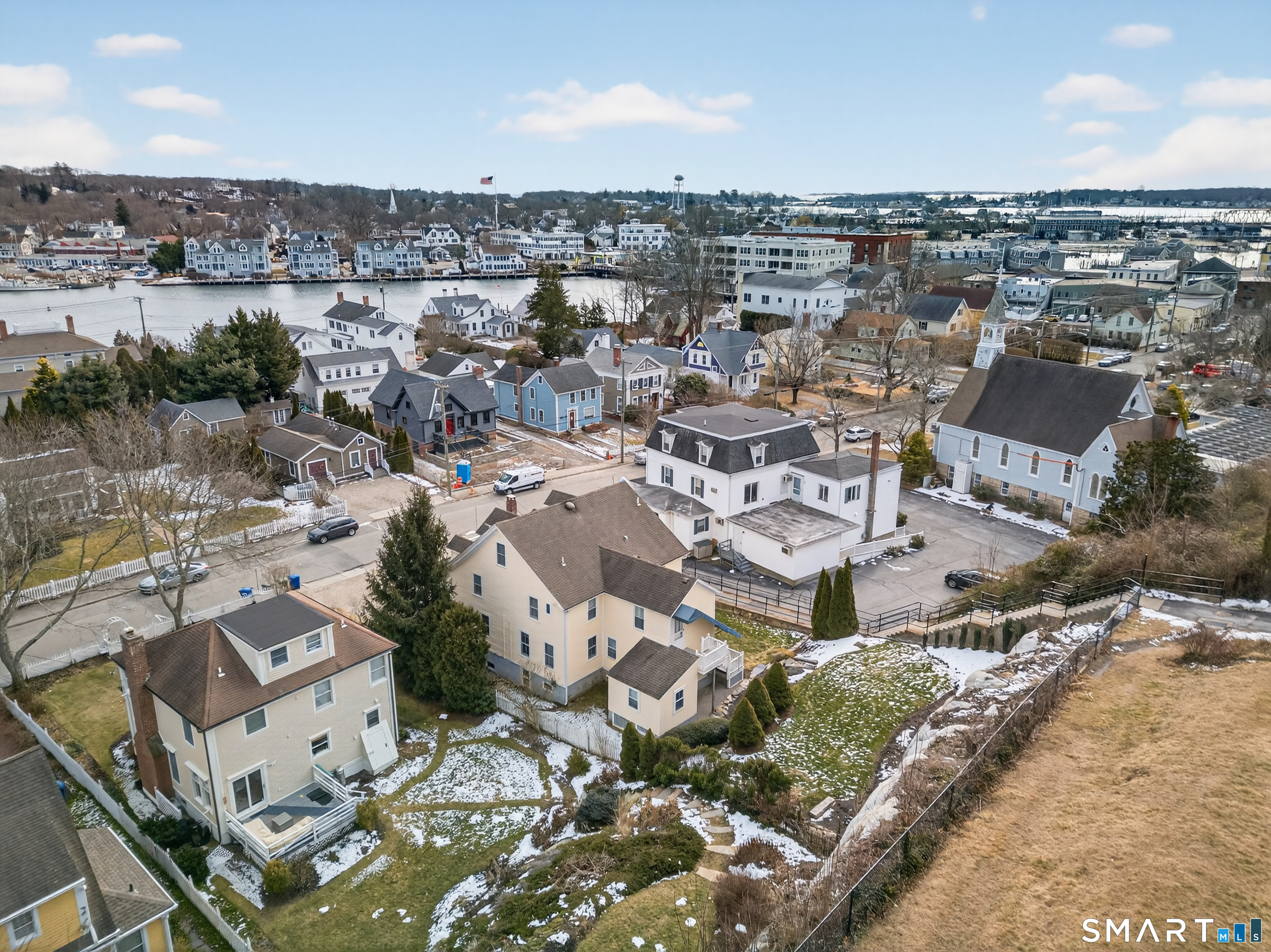 19 Pearl Street Groton, CT 06355 - Photo 26 of 39 an aerial view of a city with lots of residential buildings