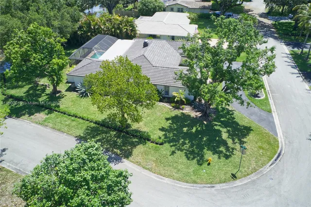 an aerial view of a house
