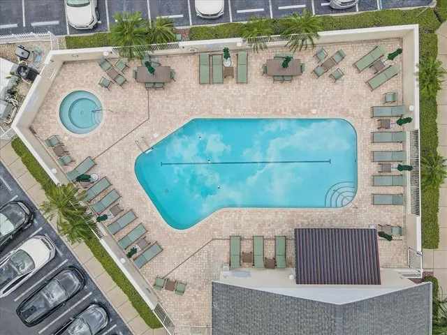 an aerial view of a house with a garden