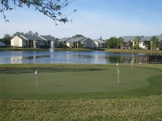 a view of a lake with houses