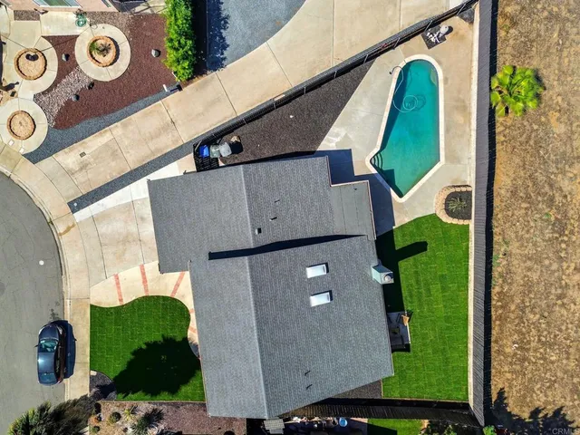 an aerial view of a house
