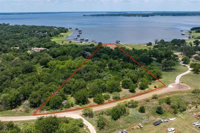 a view of a lake with a city view