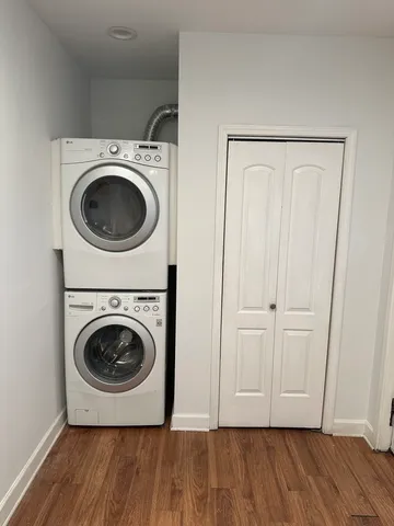 a utility room with dryer and washer